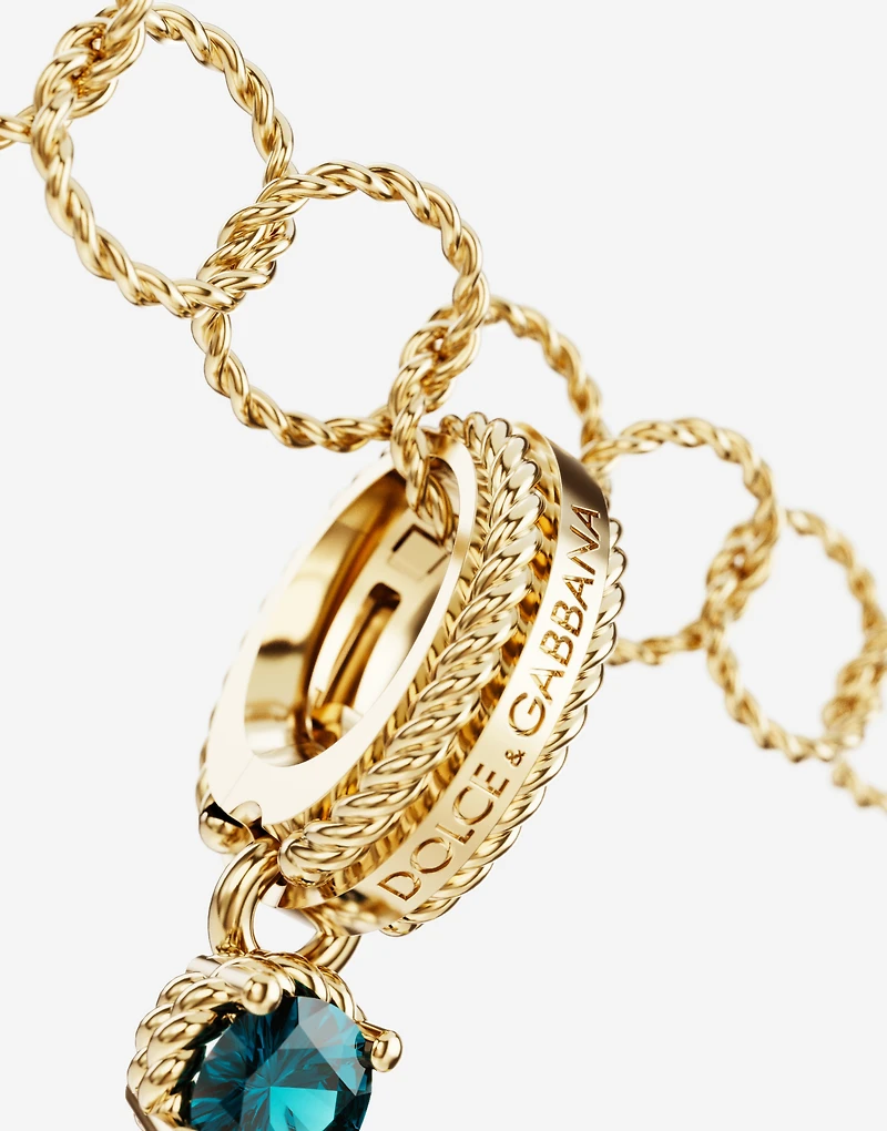 Charm V Lettering 18-carat yellow gold and multicolored gems