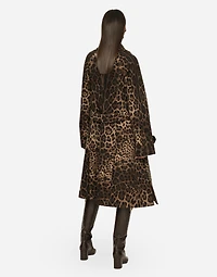 Belted leopard-print wool coat