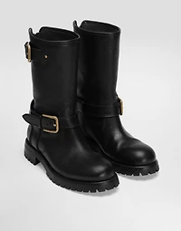 Calfskin biker boots