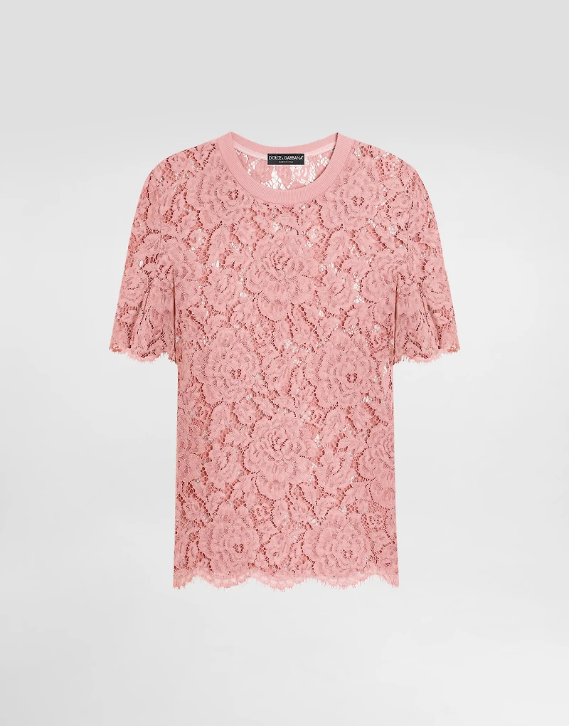 Short-sleeved Cordonetto lace T-shirt