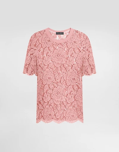 Short-sleeved Cordonetto lace T-shirt