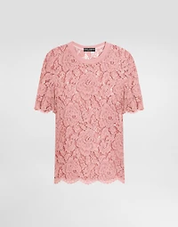 Short-sleeved Cordonetto lace T-shirt