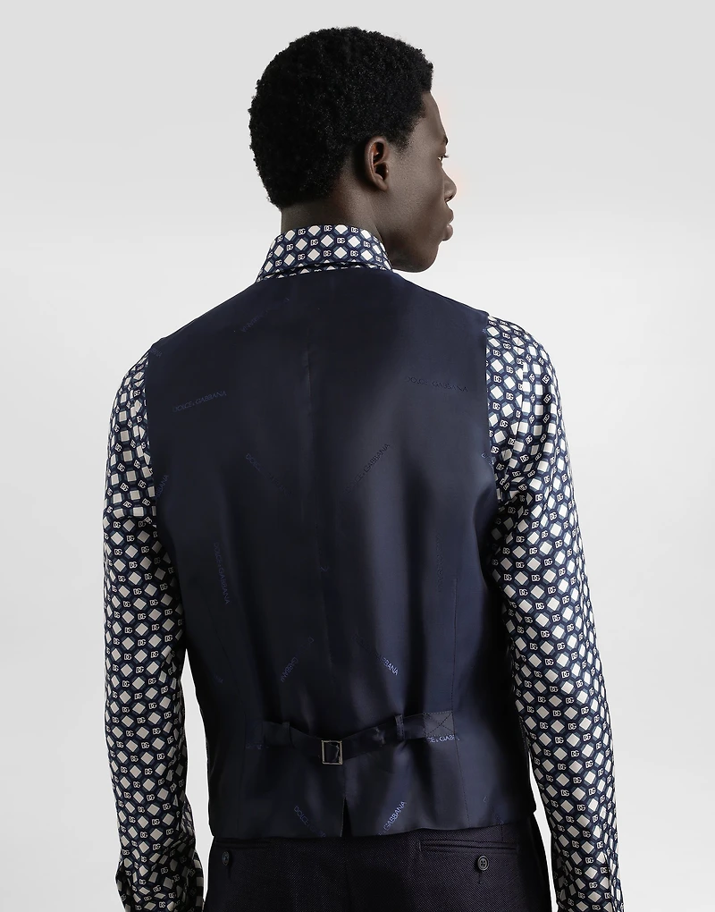 Single-breasted micro-patterned wool suit