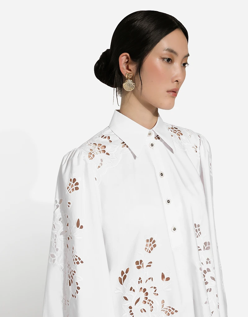 Cotton shirt dress with cut-out detailing