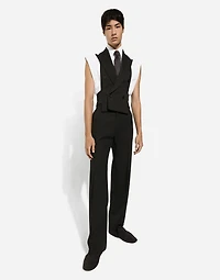 Straight-leg wool pants