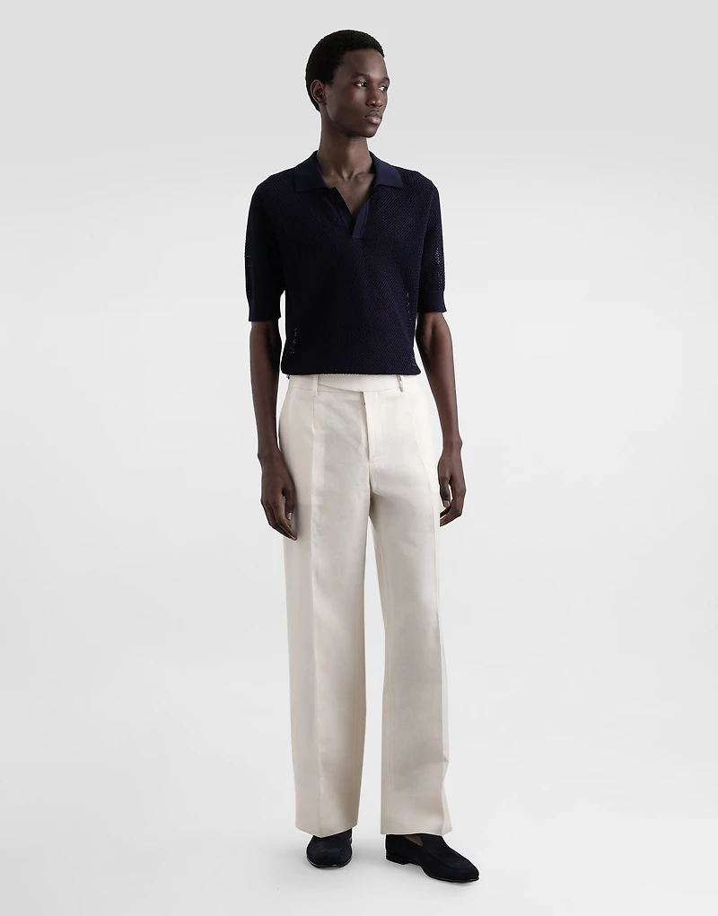 Micro-pattern cotton polo shirt