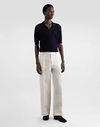 Micro-pattern cotton polo shirt