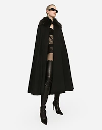 Cape with faux fur collar
