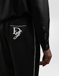 Silk pajama pants with logo embroidery