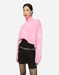 Cropped wool sweater with DG logo inlay