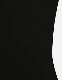 Jersey calf-length dress with tulle sleeves