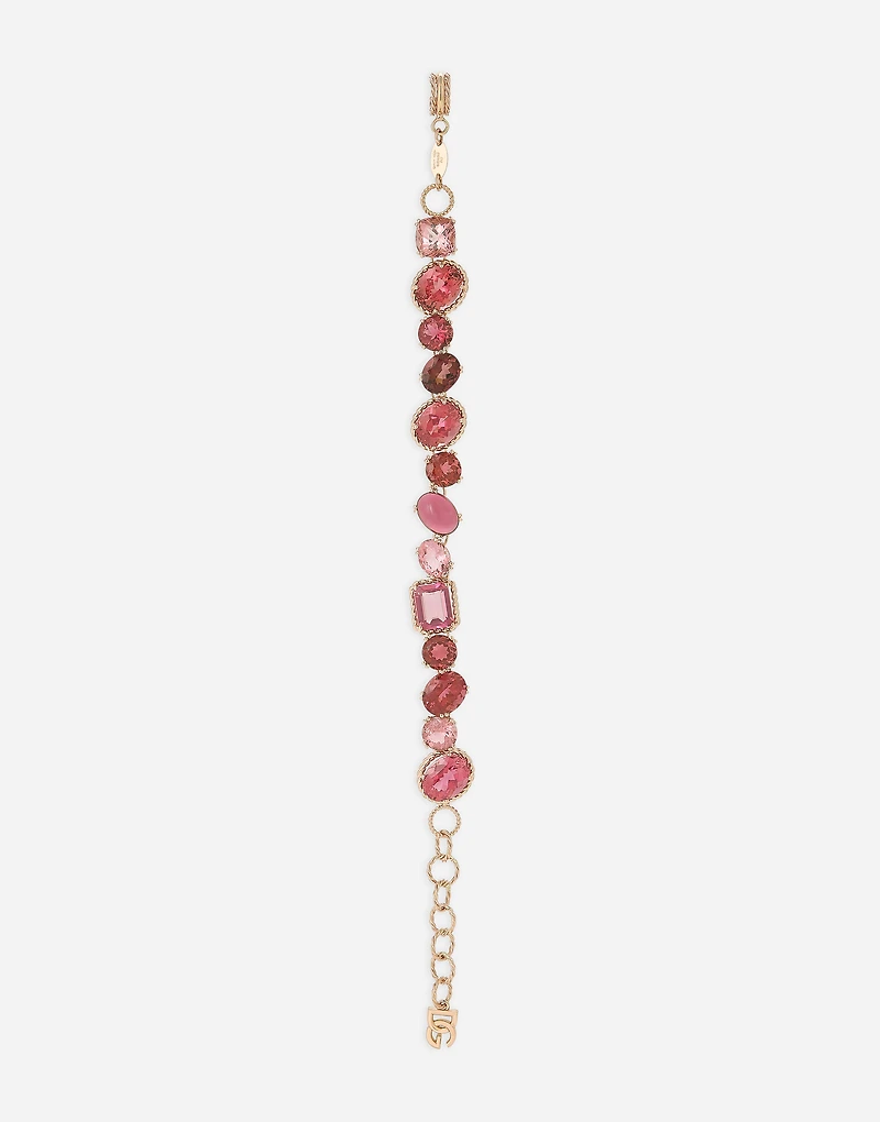 Rainbow Monochrome Bracelet
 18 carat red gold and pink tourmalines