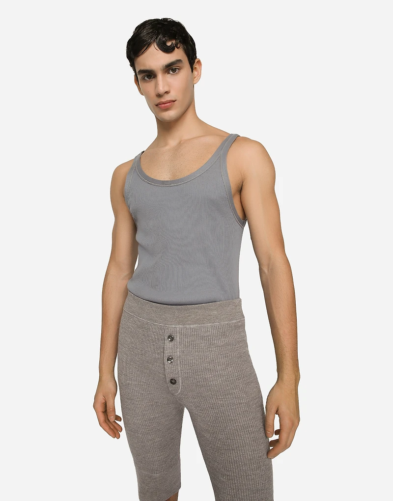 Fine-rib cotton singlet