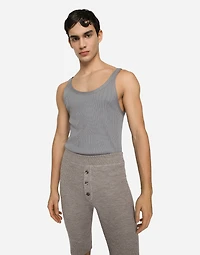 Fine-rib cotton singlet