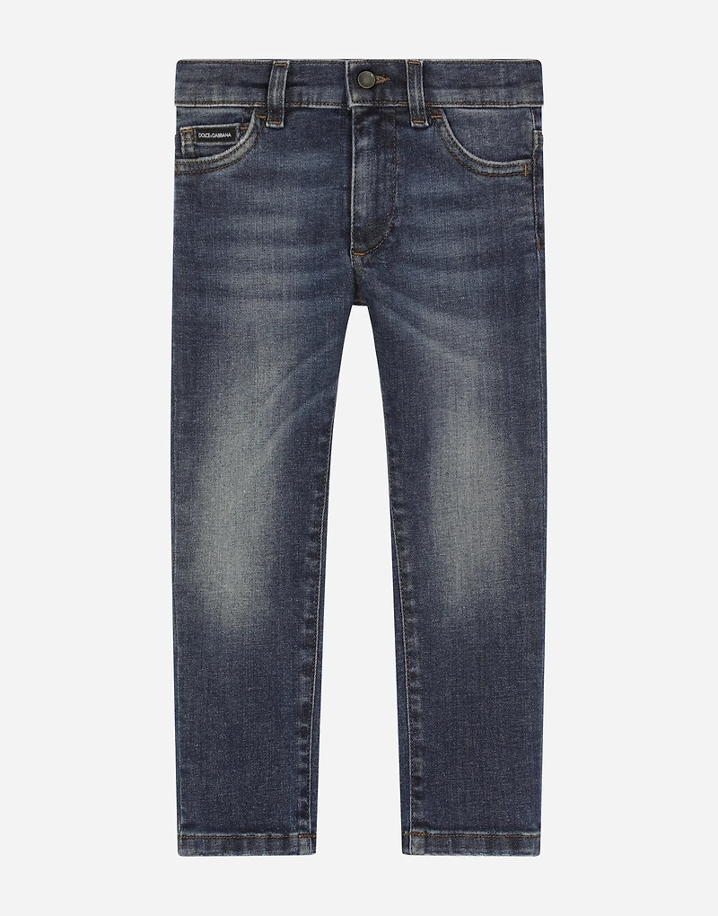 Blue wash slim-fit stretch denim jeans