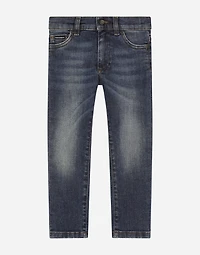 Blue wash slim-fit stretch denim jeans