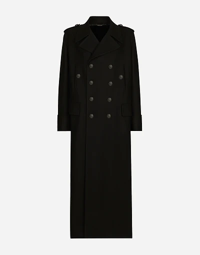 Long wool military-style coat