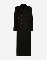 Long wool military-style coat