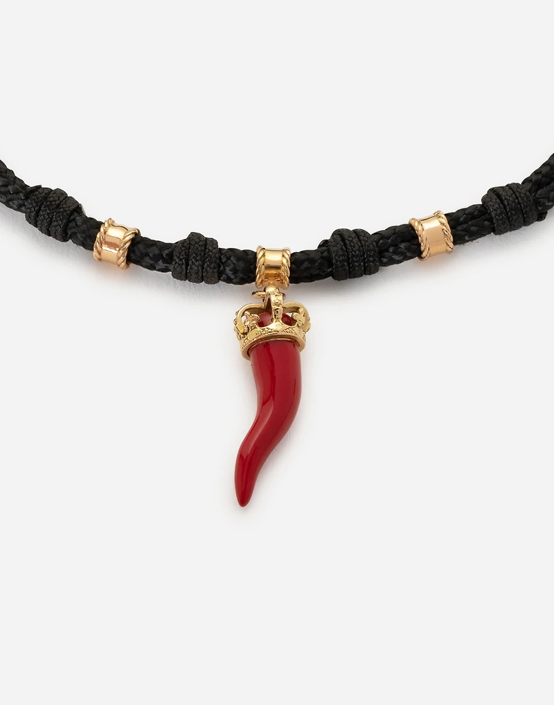 Good Luck Bracelet fabric with a pendant 18 carat yellow gold