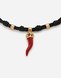 Good Luck Bracelet fabric with a pendant 18 carat yellow gold