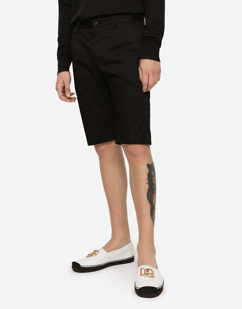 Stretch cotton shorts with DG embroidery