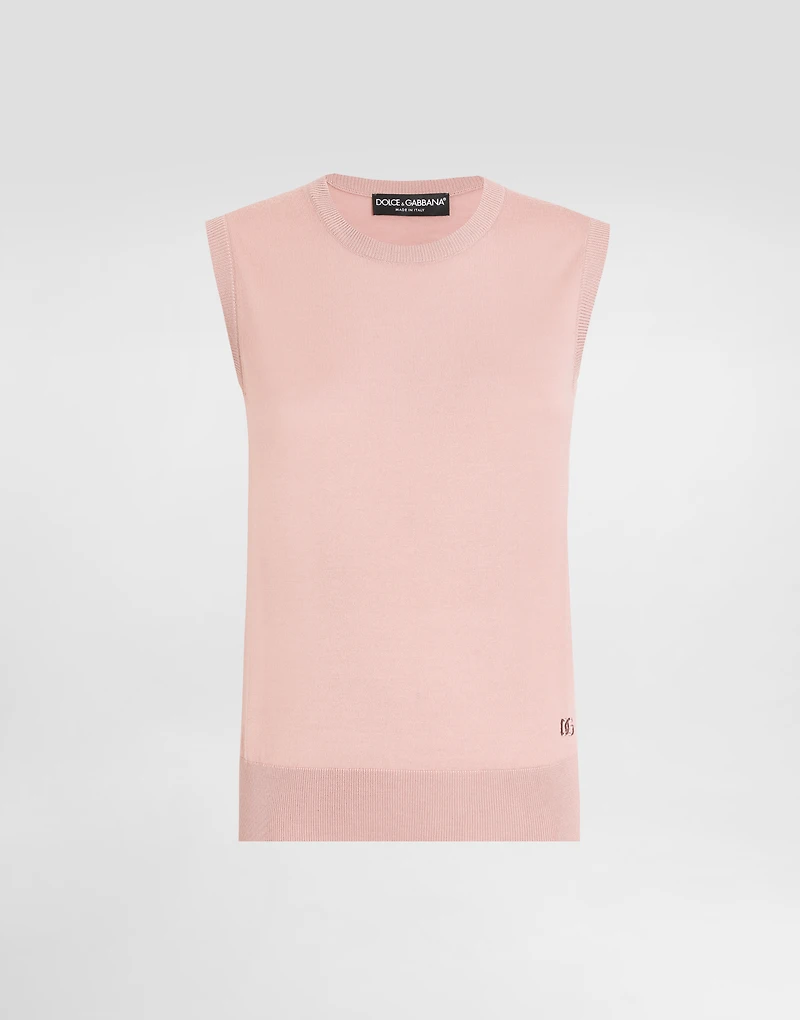 Wool tank top with DG logo embroidery
