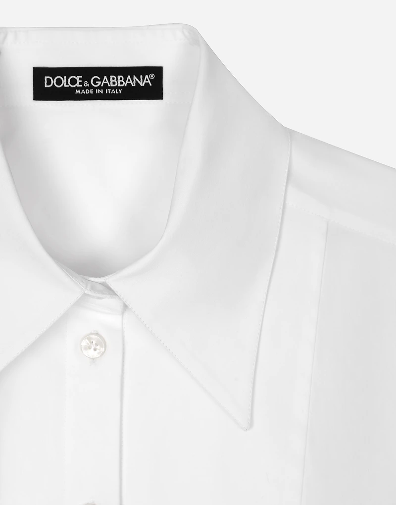 Cropped cotton shirt with criss-crossing laces