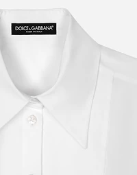 Cropped cotton shirt with criss-crossing laces