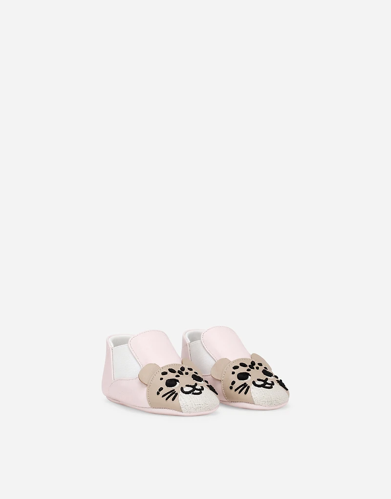 Lambskin low-top sneakers with leopard detail