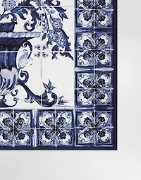 Majolica-print 90x90 silk twill foulard
