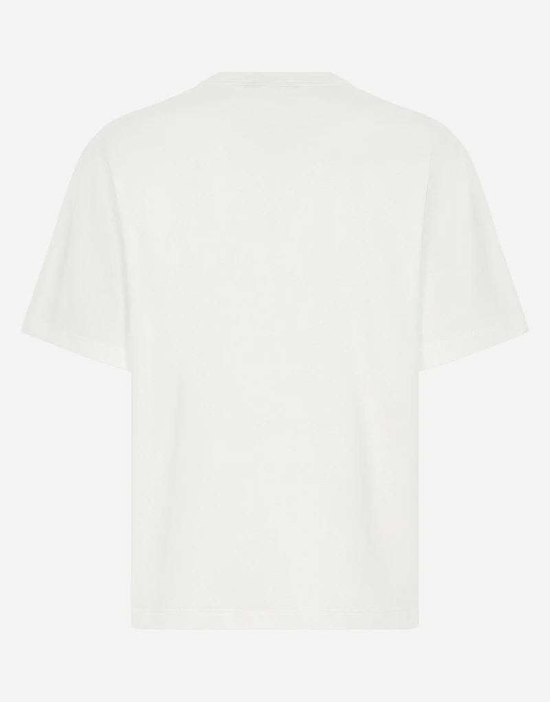 Cotton T-shirt with logo embroidery print
