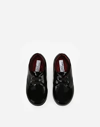 Patent leather derby shoes with logo