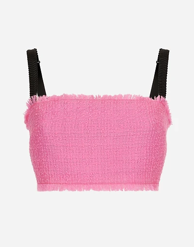 Raschel tweed crop top with straps