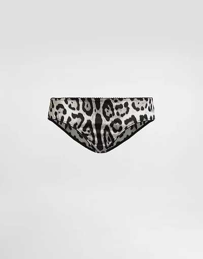 Leopard-print satin panties