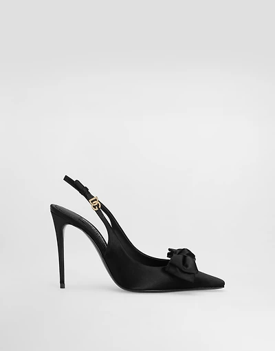 Satin slingbacks with bow detail