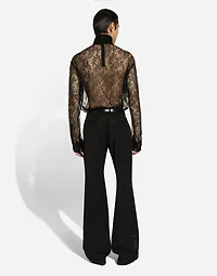 Loose lace turtleneck with shirt cuffs