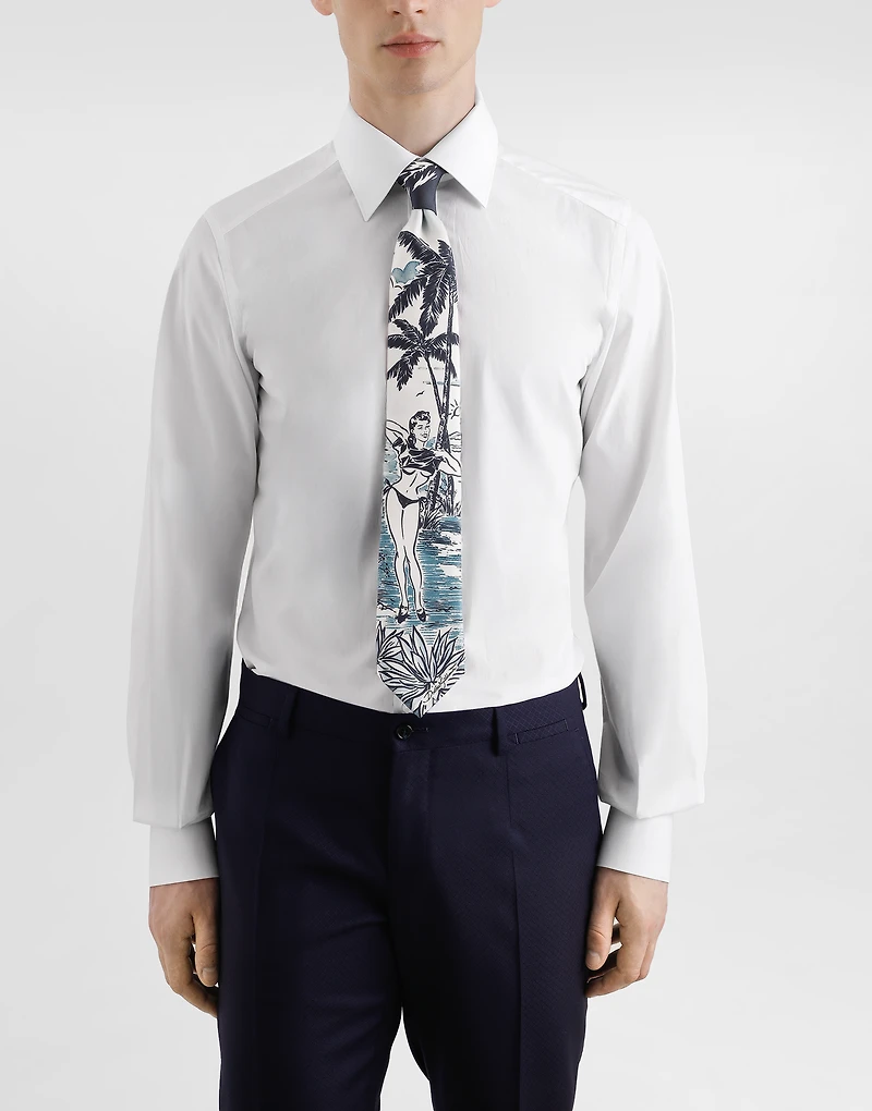 Pin-up print silk tie