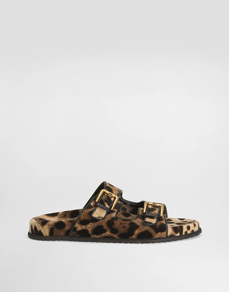 Printed velvet sliders