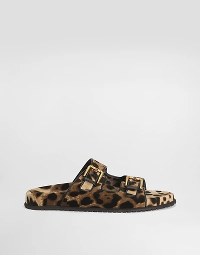 Printed velvet sliders