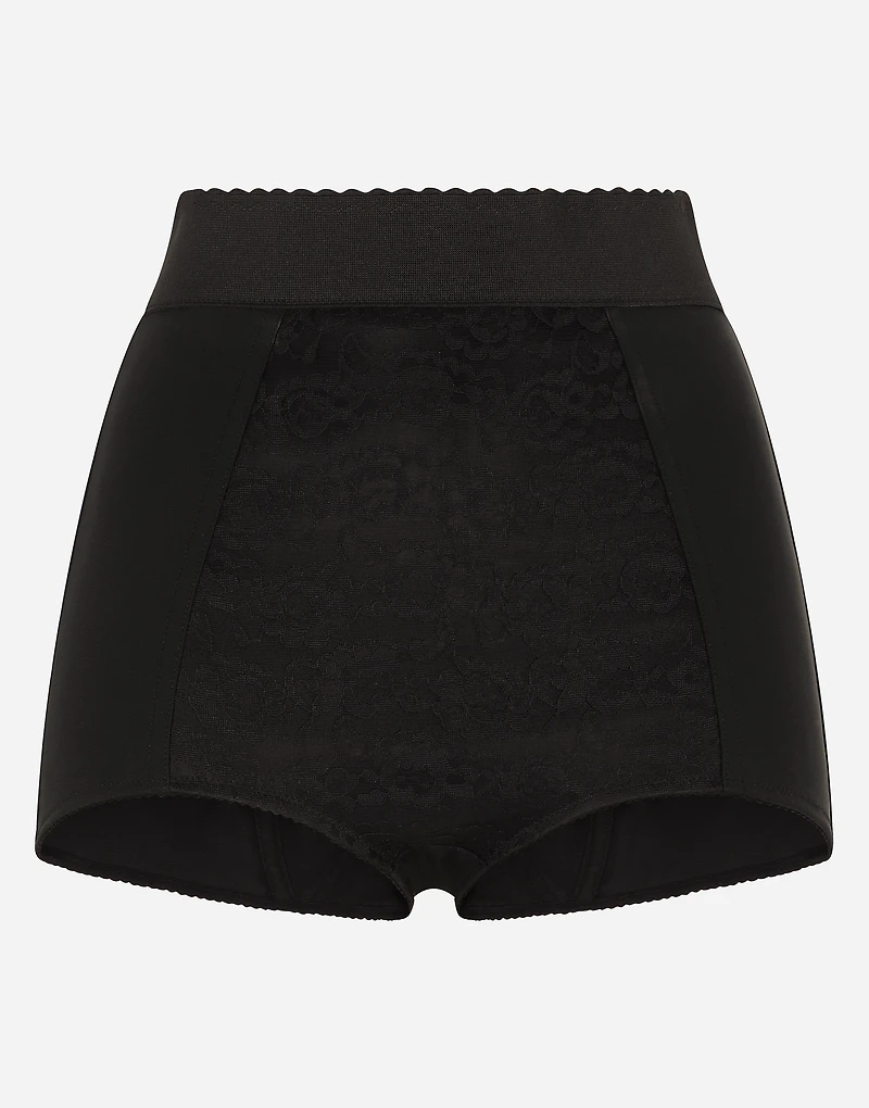 High-waisted shaper panties jacquard and satin