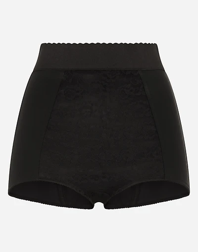 High-waisted shaper panties jacquard and satin