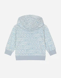 Jersey hoodie all-over logo print and patch