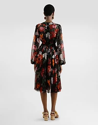 Flower-print chiffon dress