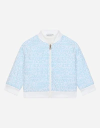Short jacket with all-over logo print