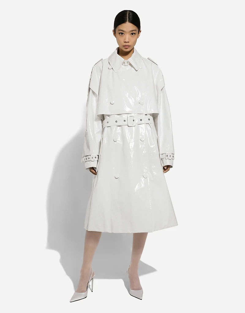Coated cotton trench coat