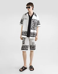 Majolica-print hawaii double piqué shirt