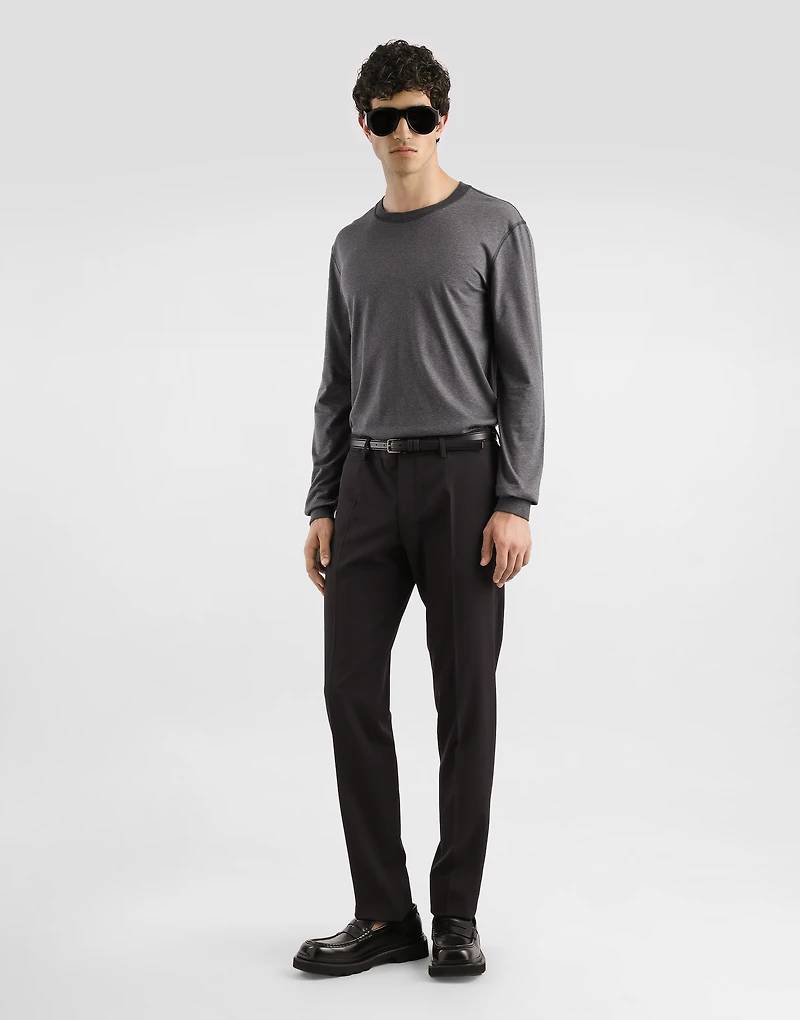 Bi-stretch wool canvas trousers