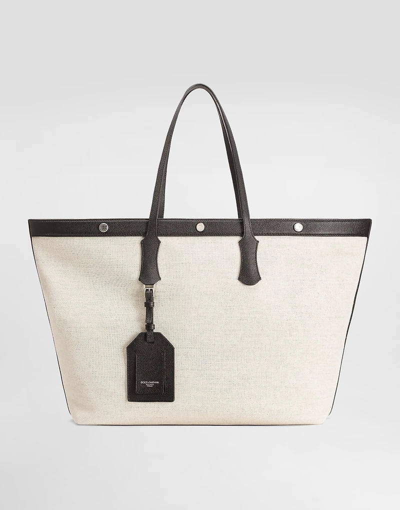 Atene shopping bag in sale&pepe fabric and alpine calfskin
