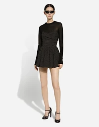 Cotton bustier minidress with polka-dot print
