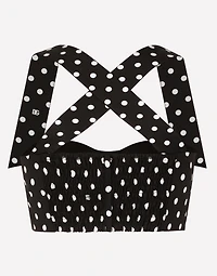 Cotton corset top with polka-dot print